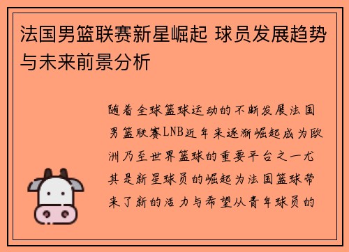 法国男篮联赛新星崛起 球员发展趋势与未来前景分析